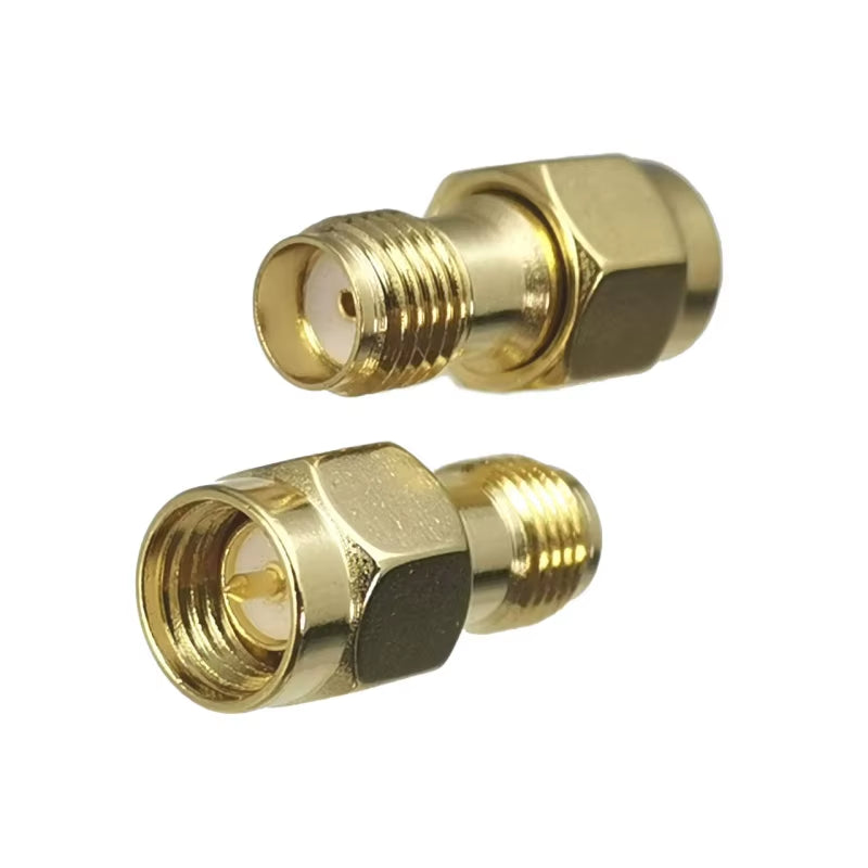 1Pcs Connector Adapter SMA RP-SMA to SMA RPSMA Male Plug & Female Jack Straight RF Coaxial Converter New Brass FJP-820