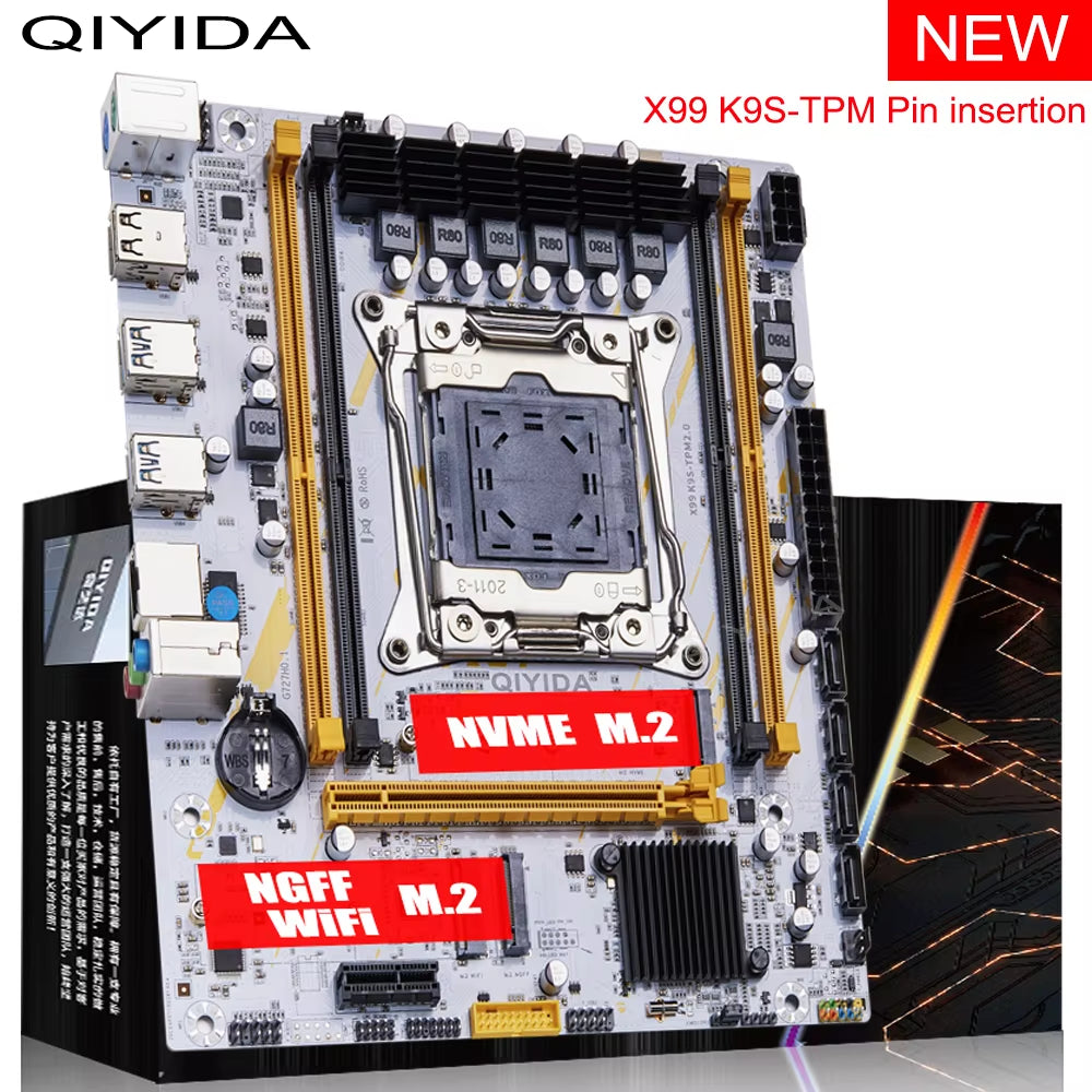 X99 Motherboard LGA 2011-3 Set Kit Xeon E5 2680 V4 CPU Processor 16G=1*16G DDR4 REG ECC RAM Memory NVME M.2 TPM2.0 Plug