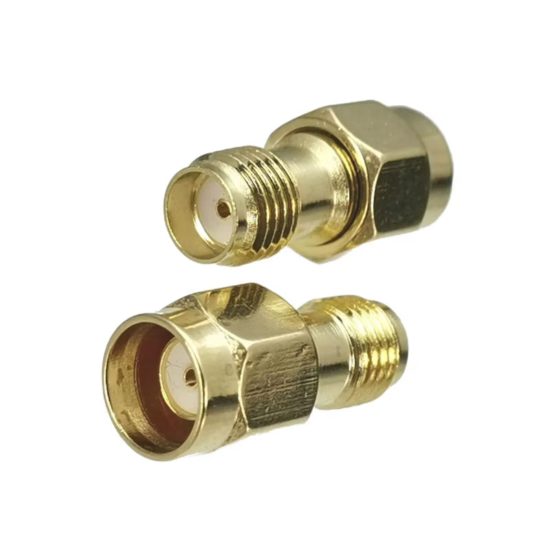 1Pcs Connector Adapter SMA RP-SMA to SMA RPSMA Male Plug & Female Jack Straight RF Coaxial Converter New Brass FJP-820