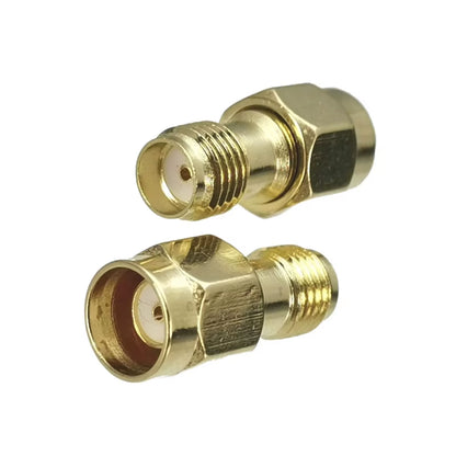 1Pcs Connector Adapter SMA RP-SMA to SMA RPSMA Male Plug & Female Jack Straight RF Coaxial Converter New Brass FJP-820