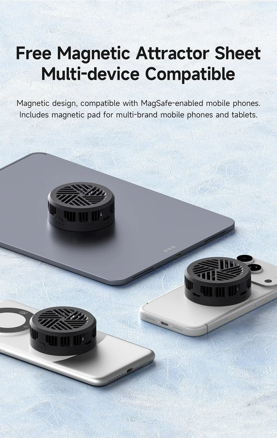 Hagibis Magnetic Cell Phone Cooler Double-sided Magnetic Semiconductor Cooling Fan Phone Radiator for Gaming Live Streaming Vlog - VoltNest