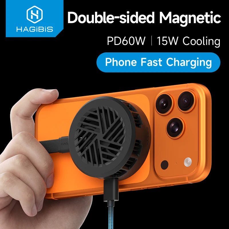 Hagibis Magnetic Cell Phone Cooler Double-sided Magnetic Semiconductor Cooling Fan Phone Radiator for Gaming Live Streaming Vlog - VoltNest