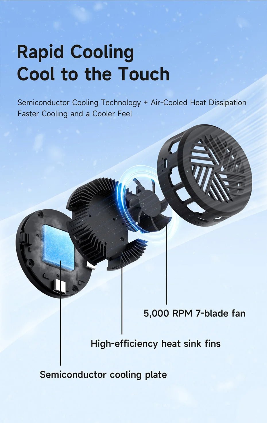 Hagibis Magnetic Cell Phone Cooler Double-sided Magnetic Semiconductor Cooling Fan Phone Radiator for Gaming Live Streaming Vlog - VoltNest