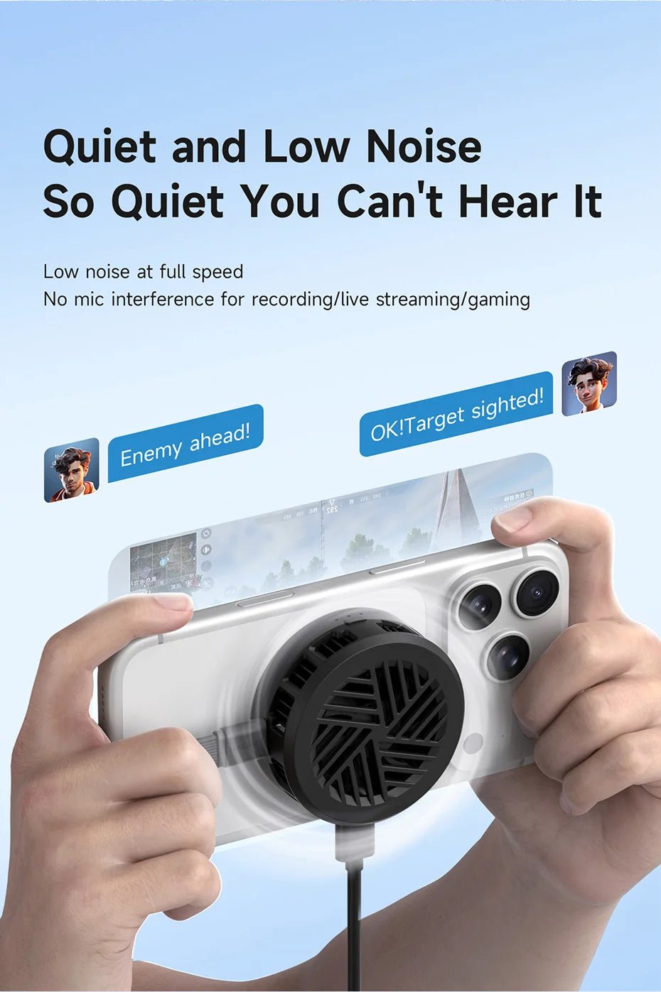 Hagibis Magnetic Cell Phone Cooler Double-sided Magnetic Semiconductor Cooling Fan Phone Radiator for Gaming Live Streaming Vlog - VoltNest