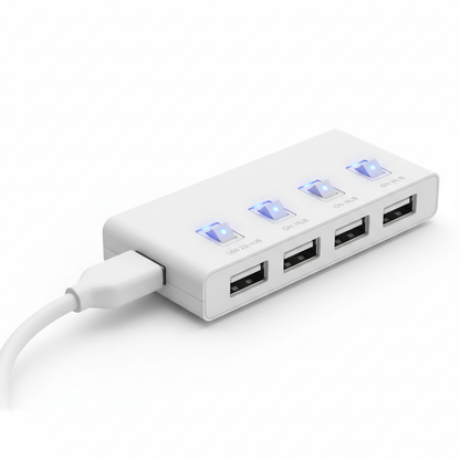 USB 2.0 hub LED indicator lights close-up