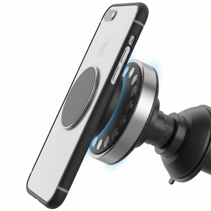 Magnetic car phone holder grip close-up