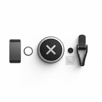 Magnetic car phone holder components flat lay
