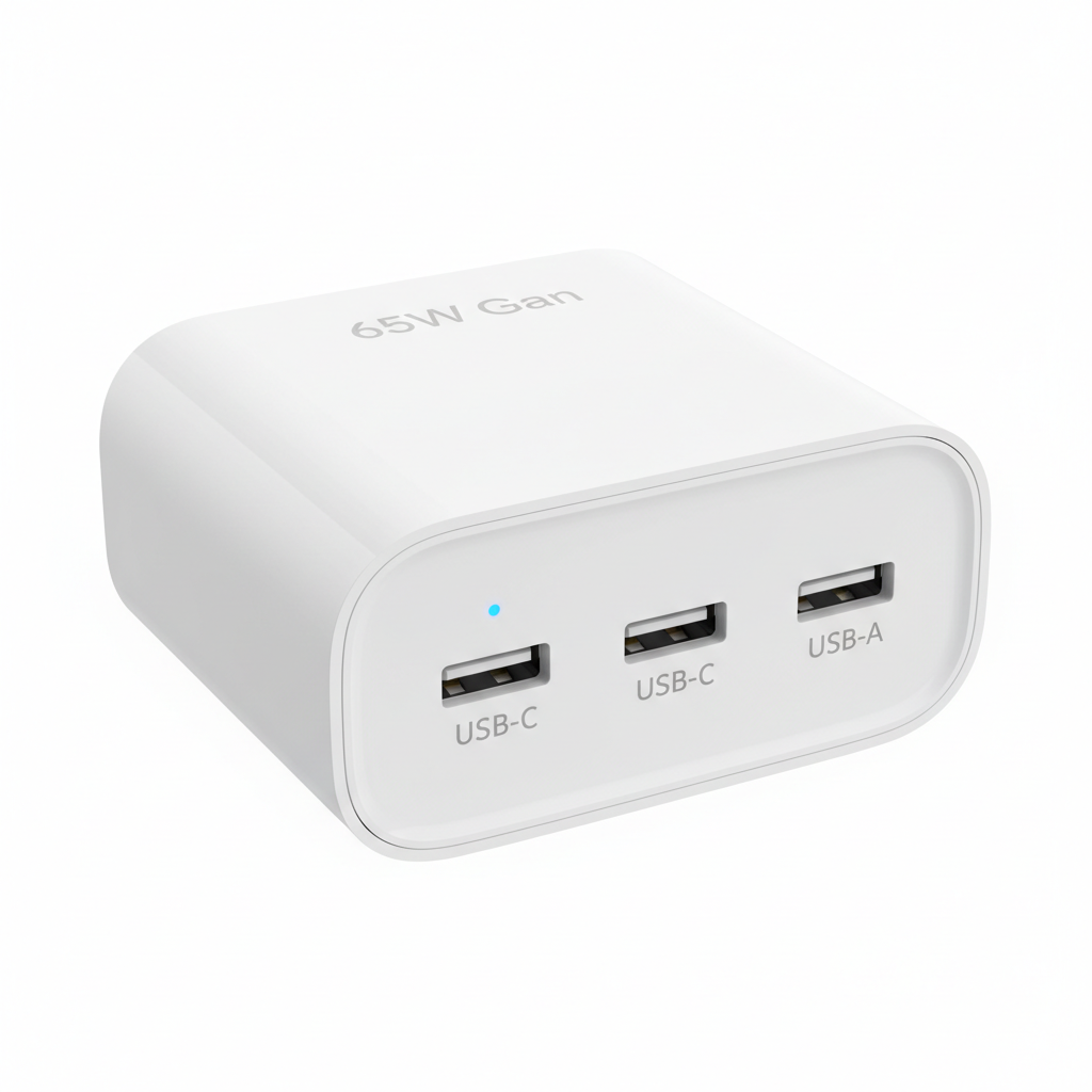 65W GaN charger ports close-up