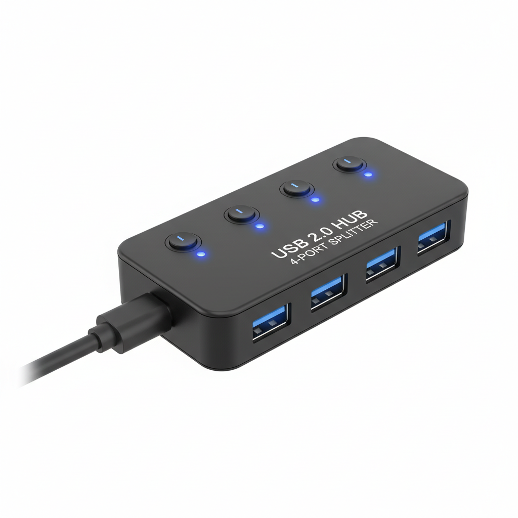USB 2.0 hub 4-port multi splitter with individual switches