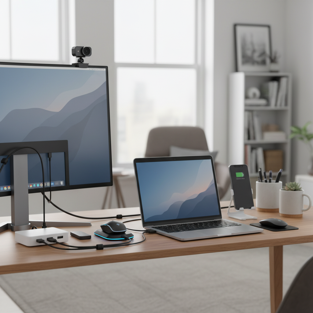 USB 2.0 hub connected to laptop lifestyle shot
