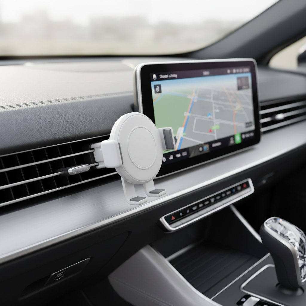 Magnetic car phone holder white