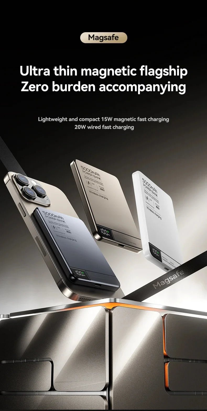 Magnetic Wireless Power Bank 5000mAh / 10000mAh | MagSafe, PD 20W, Digital Display | VoltNest - VoltNest