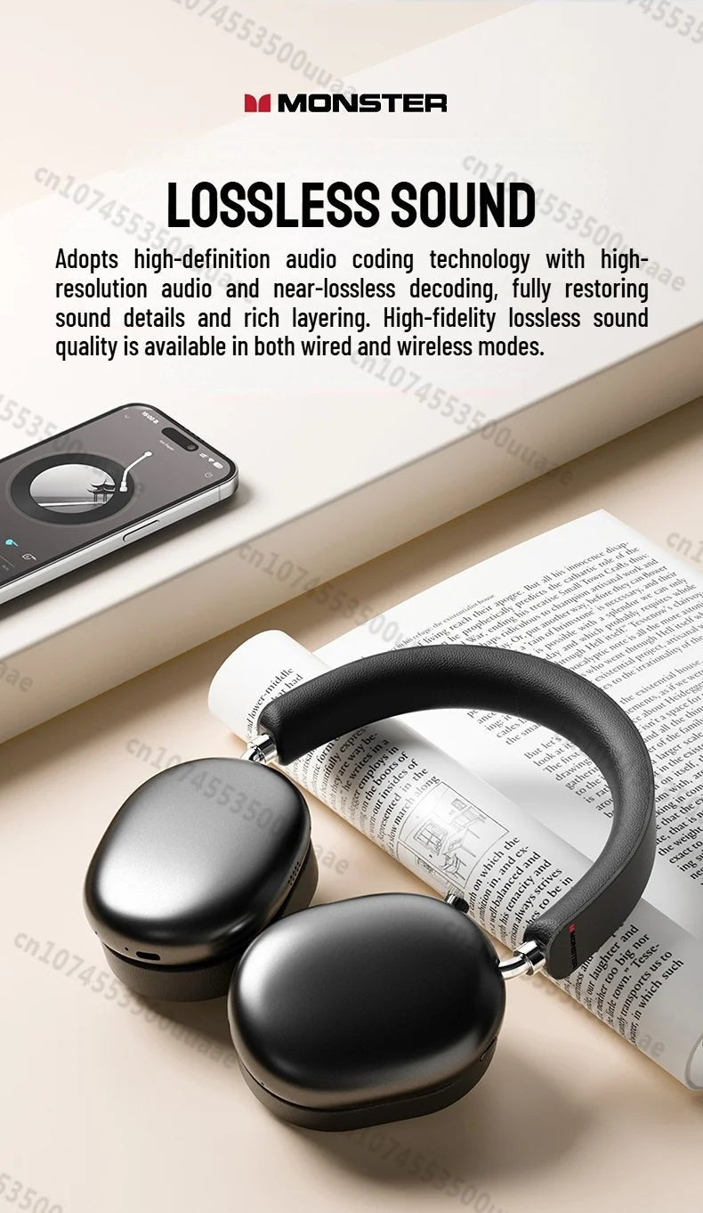 Monster Airstar AH100 ANC Bluetooth 6.0 Over-Ear Headphone with Active Noise Canceling -45dB Powerful Bass Wireless/Wire Headset - VoltNest