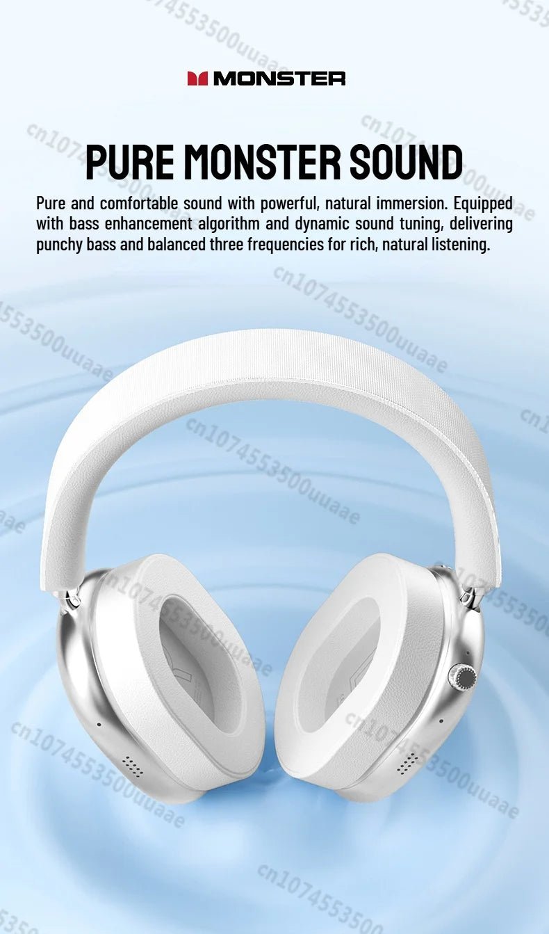 Monster Airstar AH100 ANC Bluetooth 6.0 Over-Ear Headphone with Active Noise Canceling -45dB Powerful Bass Wireless/Wire Headset - VoltNest