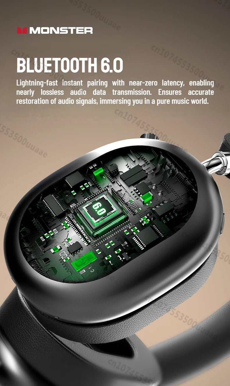 Monster Airstar AH100 ANC Bluetooth 6.0 Over-Ear Headphone with Active Noise Canceling -45dB Powerful Bass Wireless/Wire Headset - VoltNest