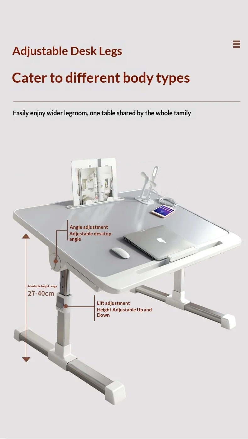Portable Folding Bed Table with Height Adjustable Legs – Compact Laptop & Computer Desk for Study, Dorm, Bedroom, Office & Gaming – by VoltNest - VoltNest