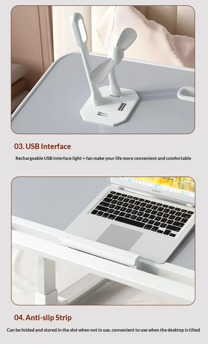 Portable Folding Bed Table with Height Adjustable Legs – Compact Laptop & Computer Desk for Study, Dorm, Bedroom, Office & Gaming – by VoltNest - VoltNest