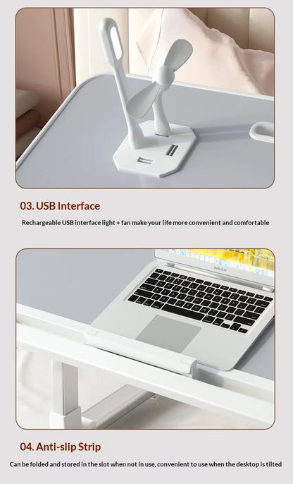Portable Folding Bed Table with Height Adjustable Legs – Compact Laptop & Computer Desk for Study, Dorm, Bedroom, Office & Gaming – by VoltNest - VoltNest