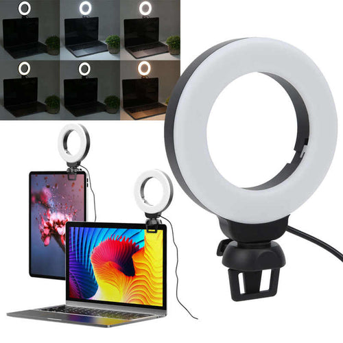 VoltNest 4" USB LED Ring Fill Light – 3 Colors, Dimmable, with Phone Holder - VoltNest