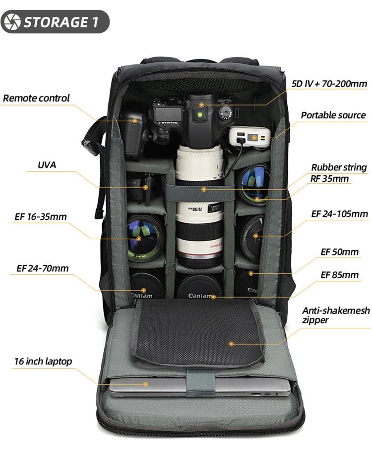 VoltNest Large Capacity Camera Backpack | Oxford Cloth DSLR Photography Travel Bag - VoltNest