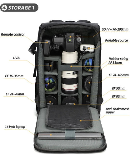 VoltNest Large Capacity Camera Backpack | Oxford Cloth DSLR Photography Travel Bag - VoltNest