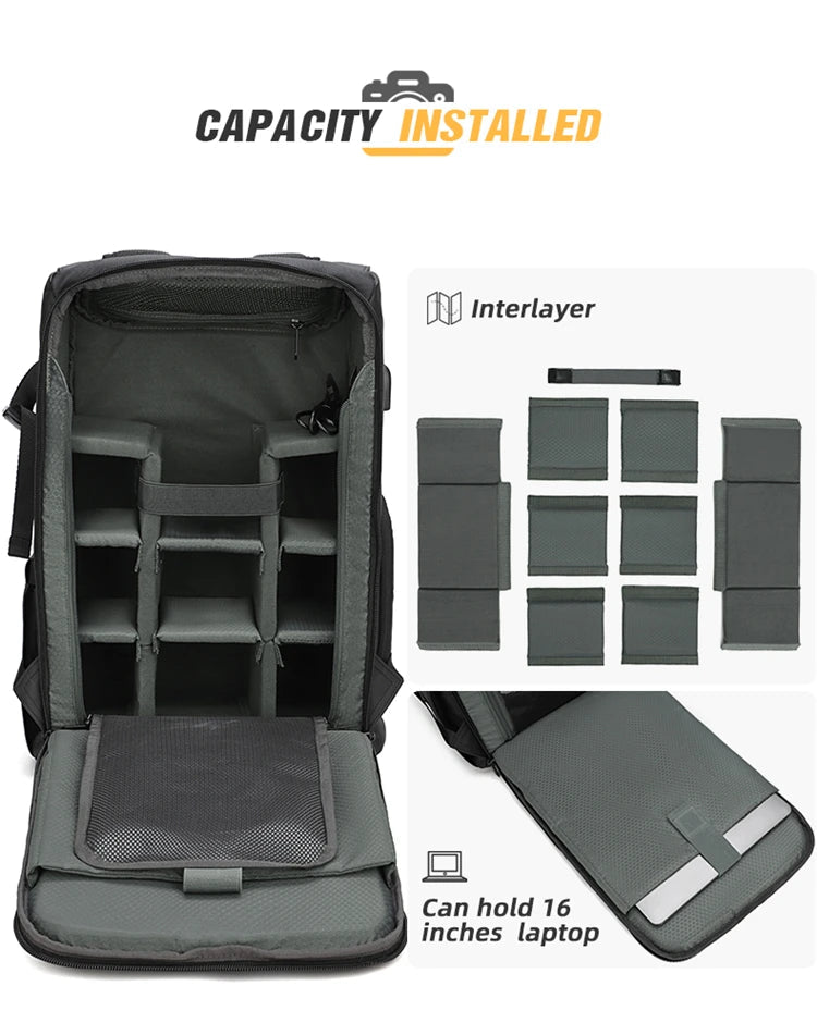 VoltNest Large Capacity Camera Backpack | Oxford Cloth DSLR Photography Travel Bag - VoltNest